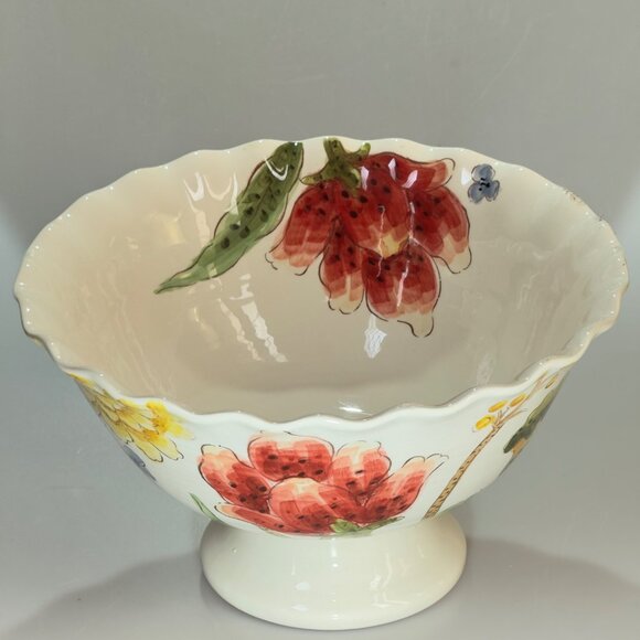 Maxcera Mum Floral Multi-Purpose Ceramic Footed Pedestal Bowl - Picture 1 of 8